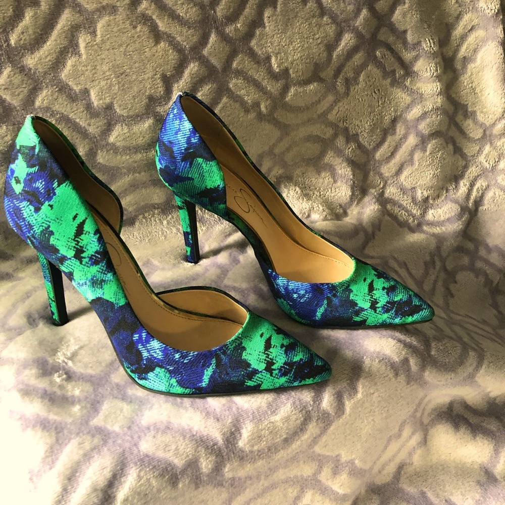 Jessica Simpson blue and turquoise heels